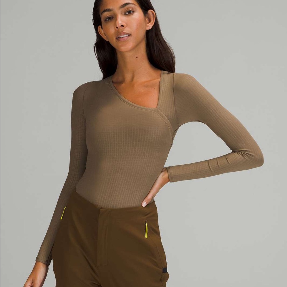 Lululemon Lab Asymmetrical Long Sleeve Bodysuit size 6